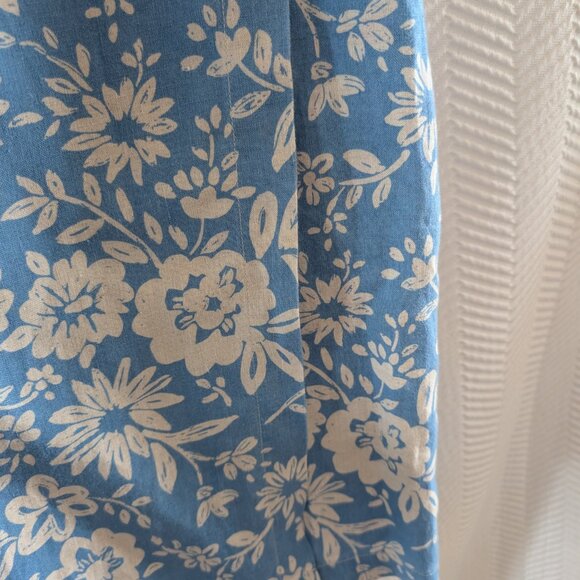 Talbots Petites Irish Linen Blue Floral Wrap Skirt Size 10P - Picture 6 of 8